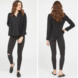 Spanx Distressed Skinny Denim Legging Jeans Black Size 1X.